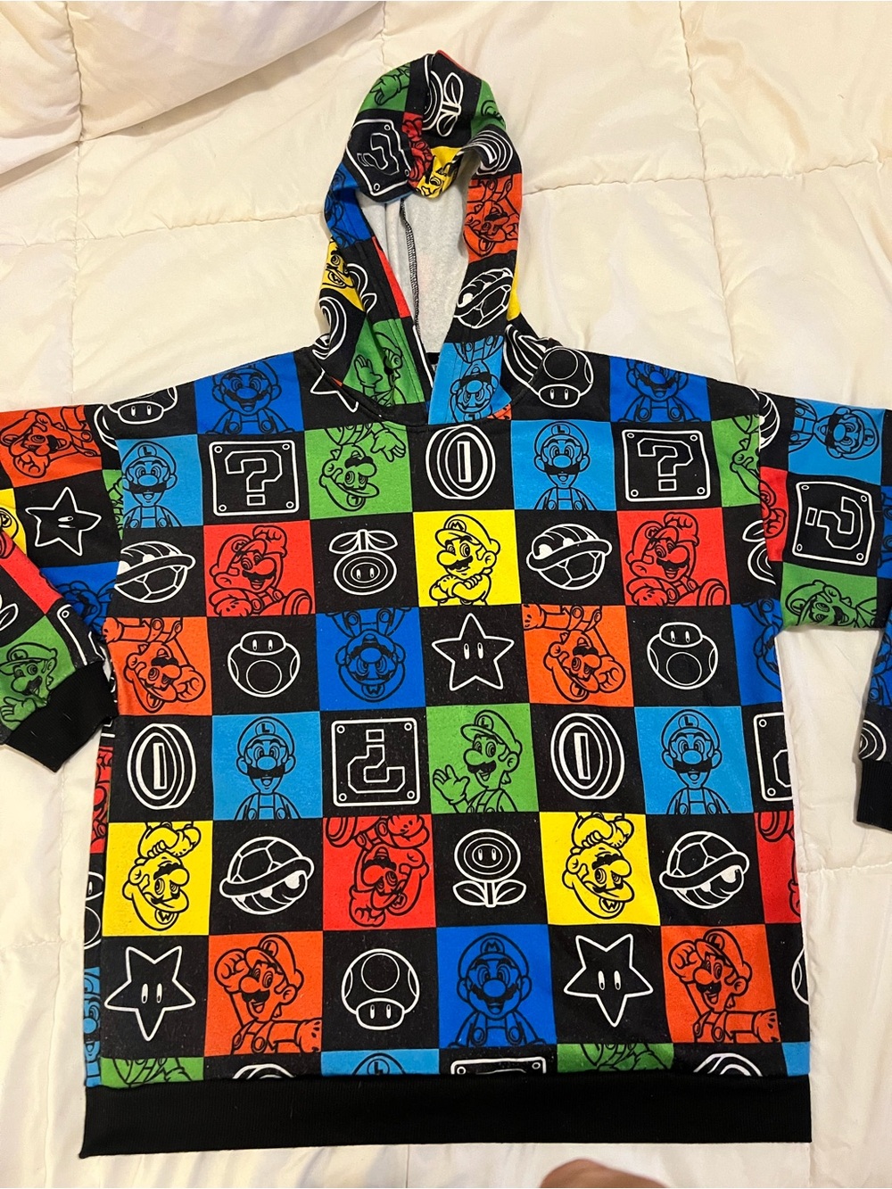 Slightly worn -Kids Super Mario Hoodie Sweatshirt Size 18/20